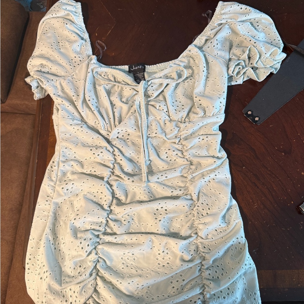 Justify Mint Green Eyelet Dress